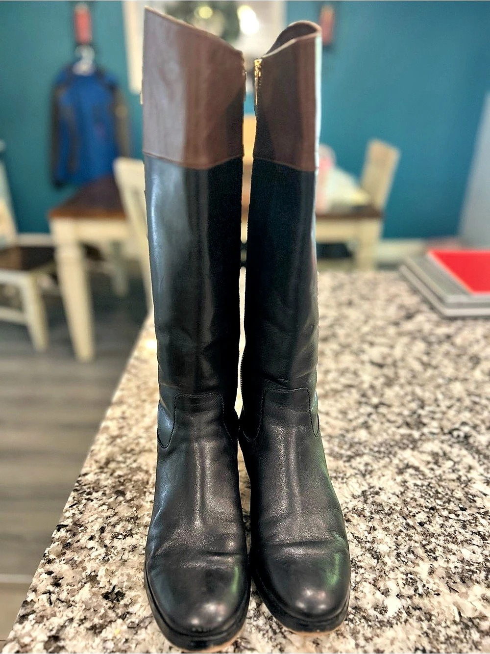 Michael Kors Tall Riding Boots Black & Brown